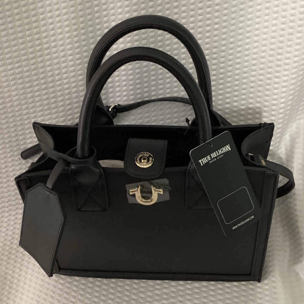 True Religion Black Satchel Purse Contemporary Preppy New With Tags
